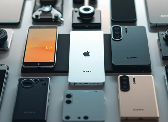 a sleek smartphone displaying a vibrant digital esim logo surrounded by a variety of cutting-edge devices.